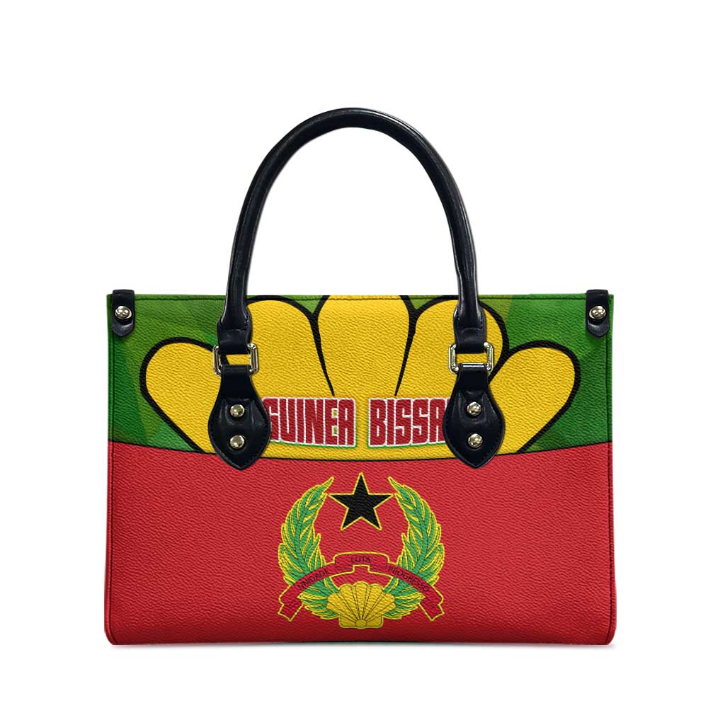 Guinea Bissau Leather Bag with Red Yellow Green Geometric Design - Wonder Print Shop