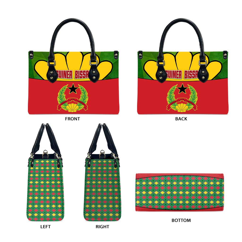 Guinea Bissau Leather Bag with Red Yellow Green Geometric Design - Wonder Print Shop