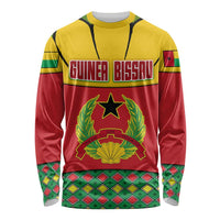 Guinea Bissau Long Sleeve Shirt with Red Yellow Green Geometric Design - Wonder Print Shop