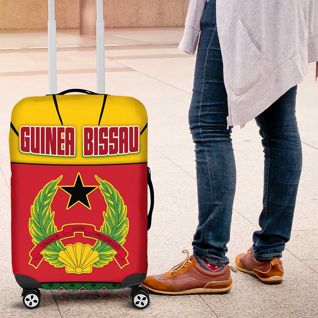 Guinea Bissau Luggage Cover with Red Yellow Green Geometric Design - Wonder Print Shop