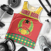 Guinea Bissau Men Tank Top with Red Yellow Green Geometric Design - Wonder Print Shop