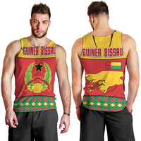 Guinea Bissau Men Tank Top with Red Yellow Green Geometric Design - Wonder Print Shop