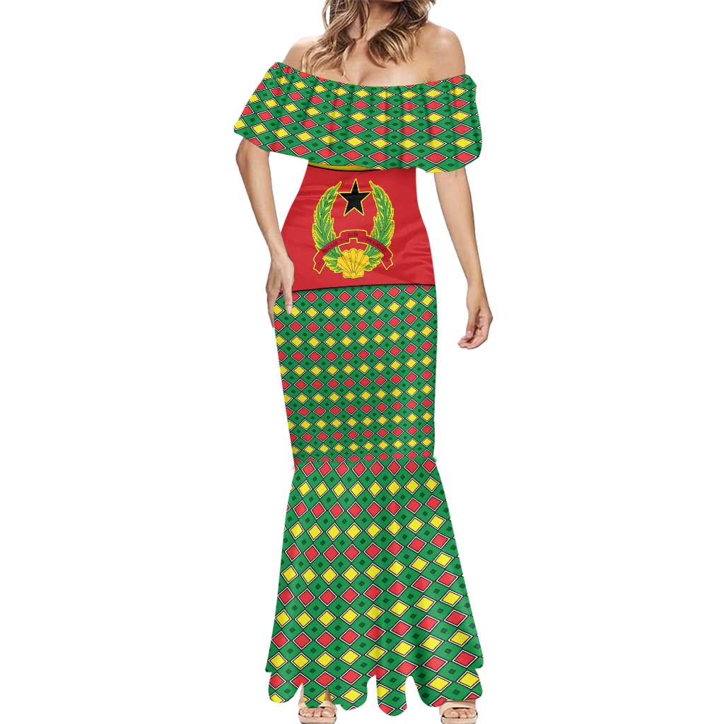 Guinea Bissau Mermaid Dress with Red Yellow Green Geometric Design - Wonder Print Shop