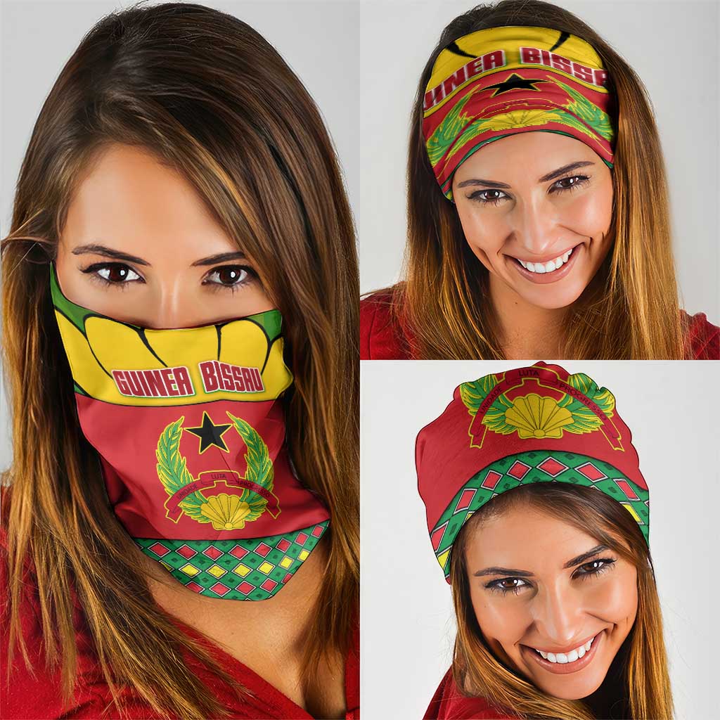 Guinea Bissau Neck Gaiter with Red Yellow Green Geometric Design TS04