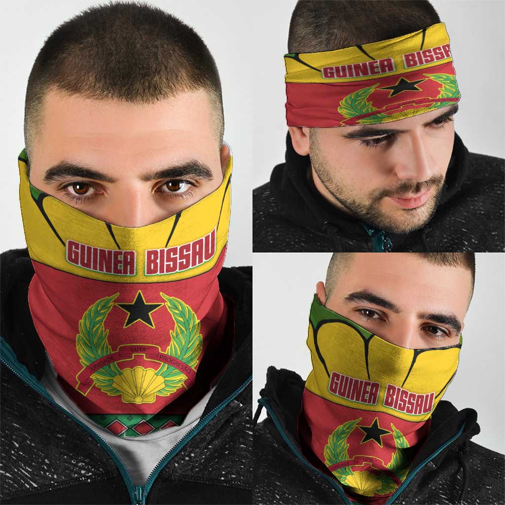 Guinea Bissau Neck Gaiter with Red Yellow Green Geometric Design TS04