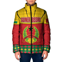 Guinea Bissau Padded Jacket with Red Yellow Green Geometric Design - Wonder Print Shop