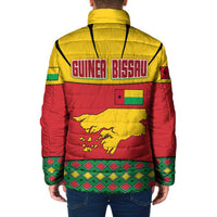Guinea Bissau Padded Jacket with Red Yellow Green Geometric Design - Wonder Print Shop