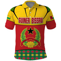 Guinea Bissau Polo Shirt with Red Yellow Green Geometric Design - Wonder Print Shop
