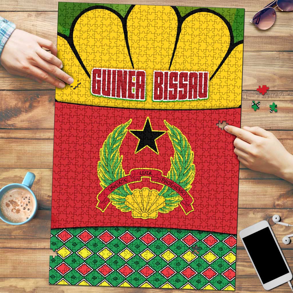 Guinea Bissau Puzzle with Red Yellow Green Geometric Design - Wonder Print Shop