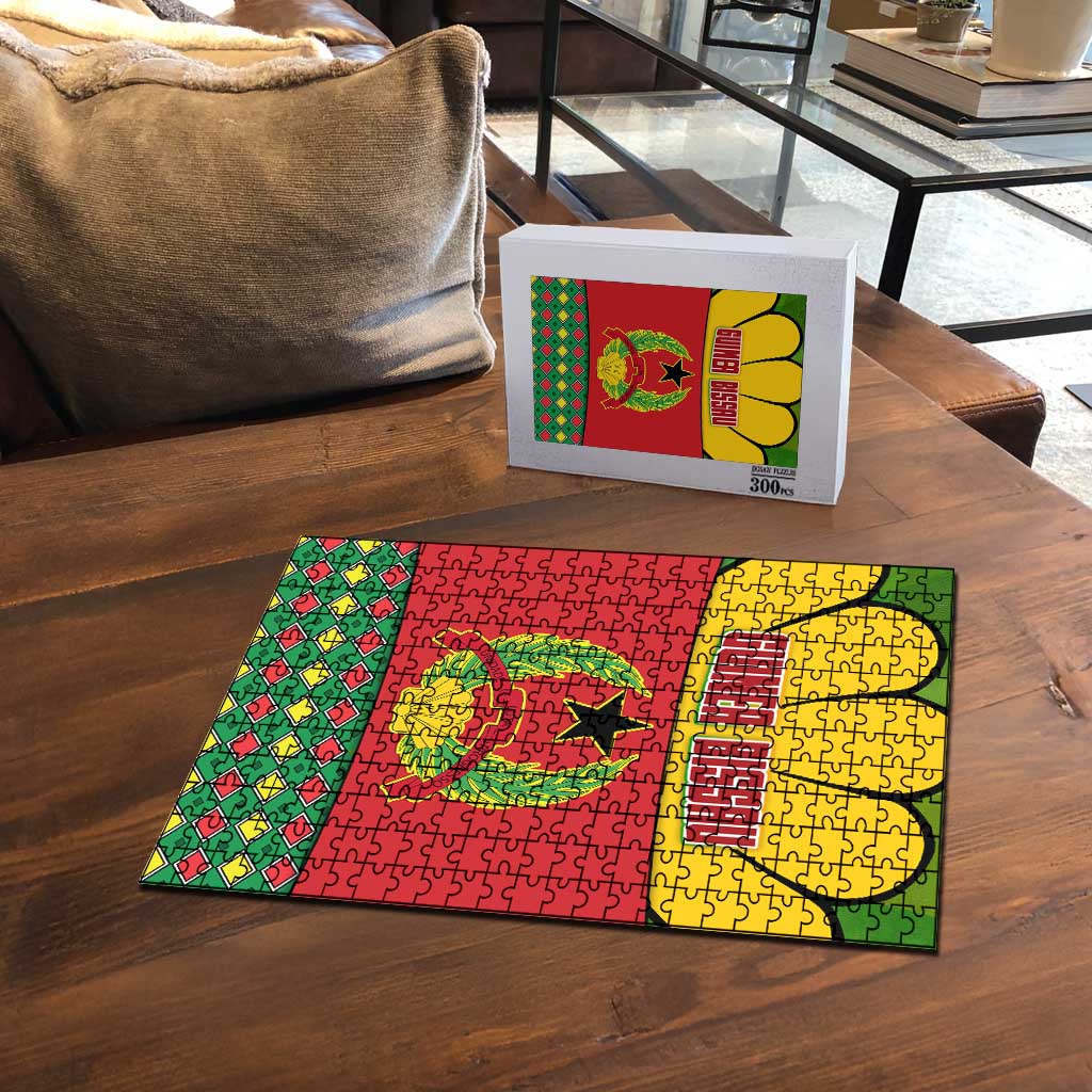 Guinea Bissau Puzzle with Red Yellow Green Geometric Design - Wonder Print Shop