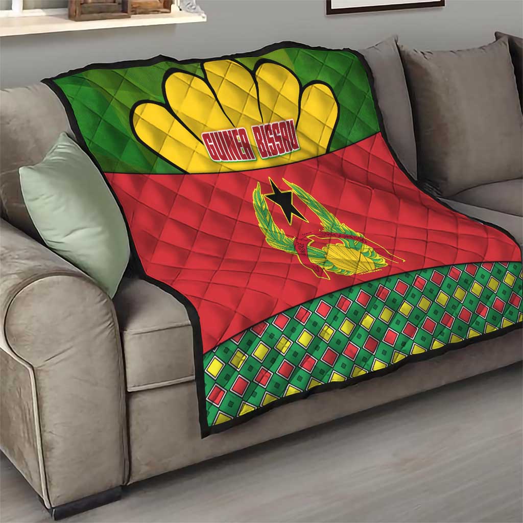 Guinea Bissau Quilt with Red Yellow Green Geometric Design - Wonder Print Shop