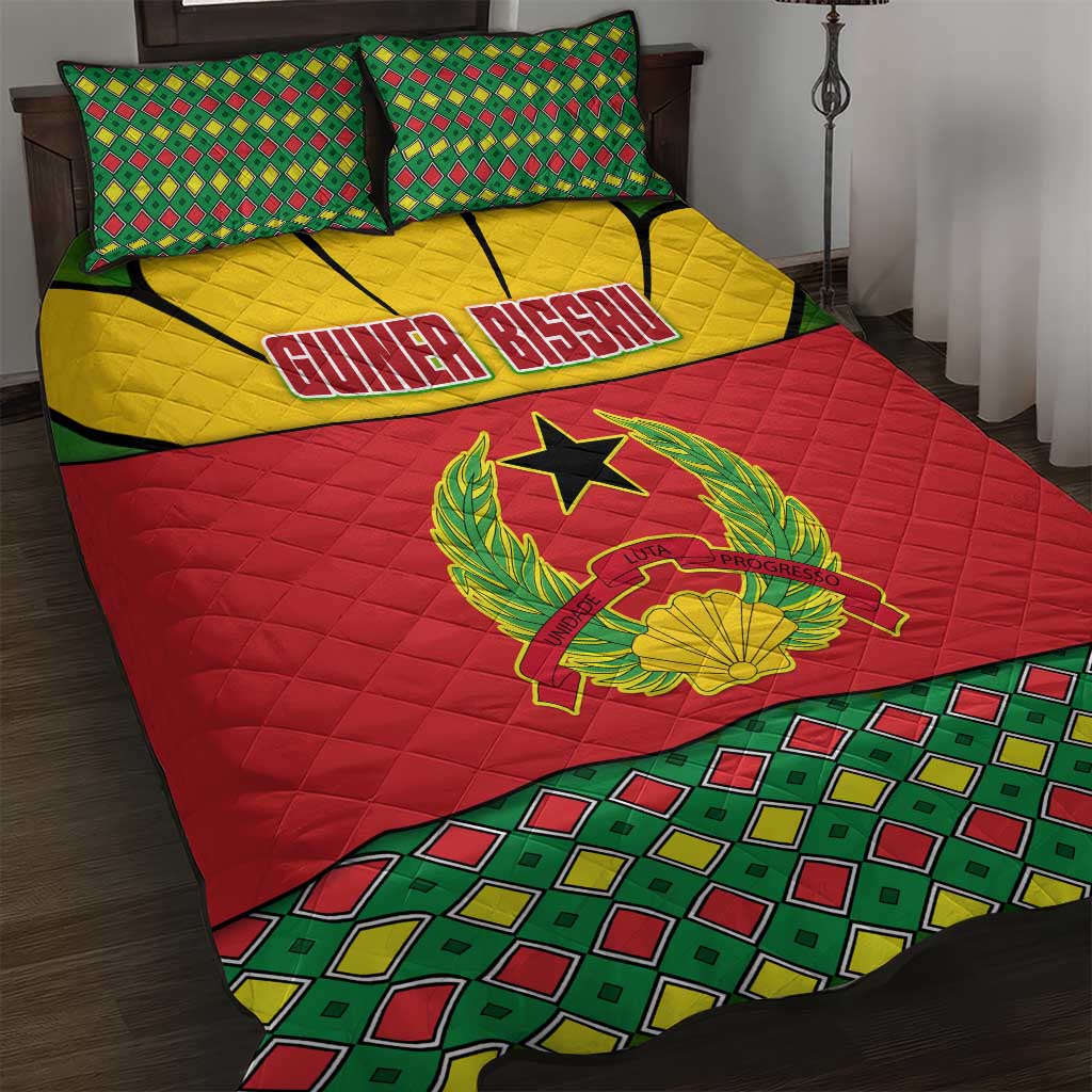 Guinea Bissau Quilt Bed Set with Red Yellow Green Geometric Design - Wonder Print Shop