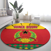 Guinea Bissau Round Carpet with Red Yellow Green Geometric Design - Wonder Print Shop
