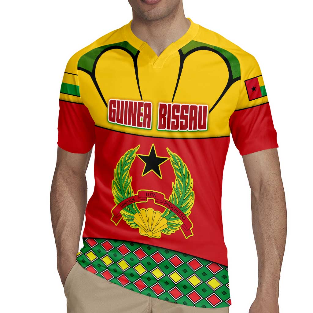 Guinea Bissau Rugby Jersey with Red Yellow Green Geometric Design - Wonder Print Shop