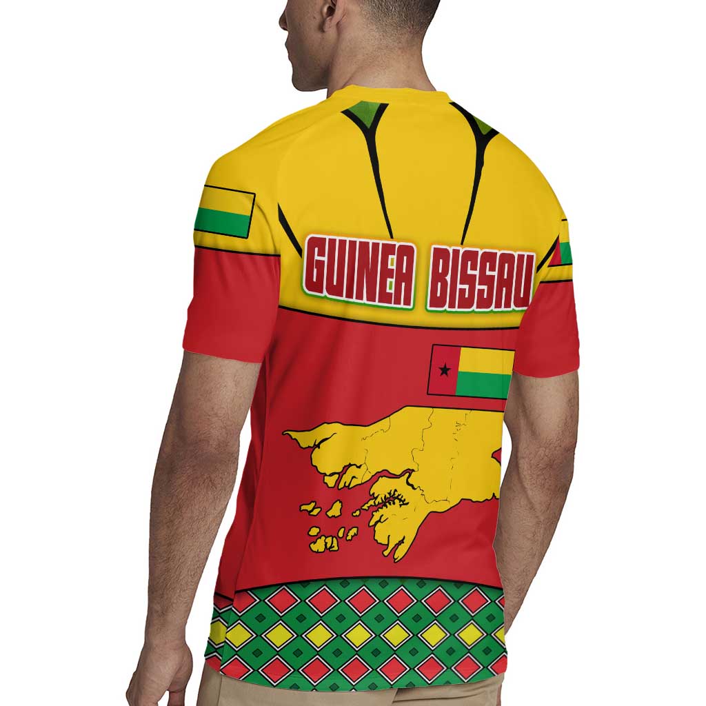 Guinea Bissau Rugby Jersey with Red Yellow Green Geometric Design - Wonder Print Shop