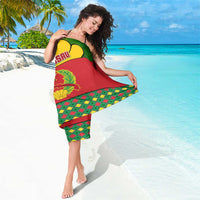 Guinea Bissau Sarong with Red Yellow Green Geometric Design - Wonder Print Shop