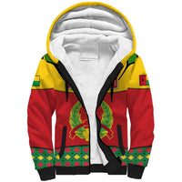 Guinea Bissau Sherpa Hoodie with Red Yellow Green Geometric Design - Wonder Print Shop