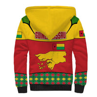 Guinea Bissau Sherpa Hoodie with Red Yellow Green Geometric Design - Wonder Print Shop