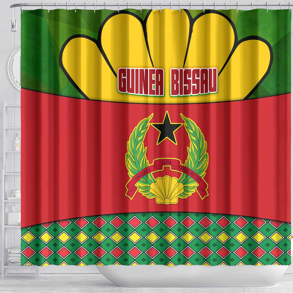 Guinea Bissau Shower Curtain with Red Yellow Green Geometric Design - Wonder Print Shop