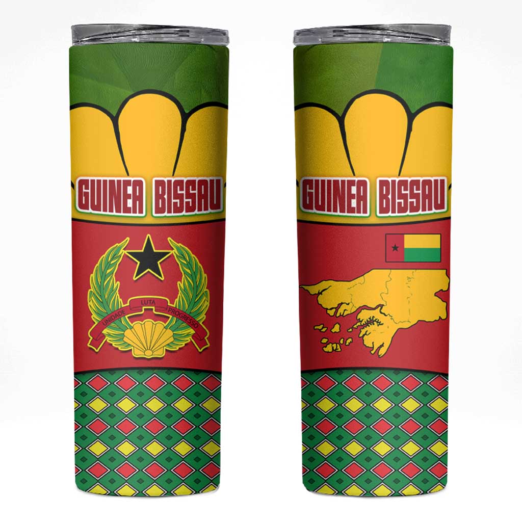 Guinea Bissau Skinny Tumbler with Red Yellow Green Geometric Design - Wonder Print Shop