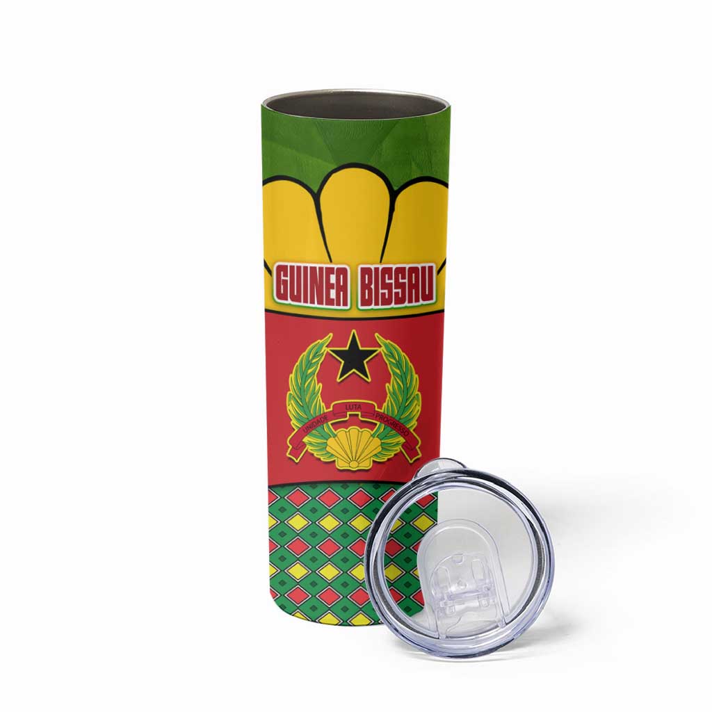 Guinea Bissau Skinny Tumbler with Red Yellow Green Geometric Design - Wonder Print Shop