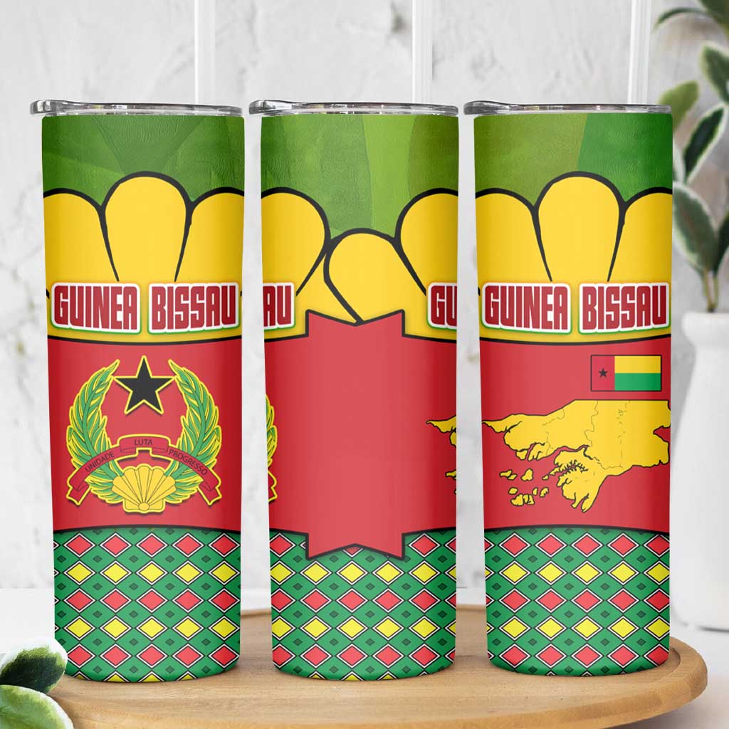 Guinea Bissau Skinny Tumbler with Red Yellow Green Geometric Design - Wonder Print Shop