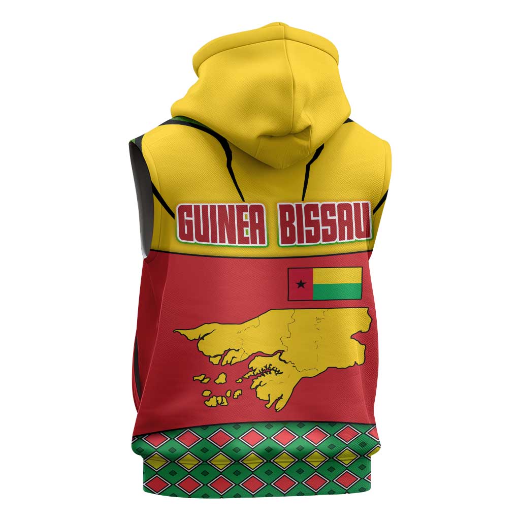 Guinea Bissau Sleeveless Hoodie with Red Yellow Green Geometric Design - Wonder Print Shop