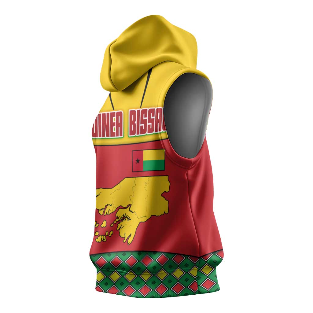 Guinea Bissau Sleeveless Hoodie with Red Yellow Green Geometric Design - Wonder Print Shop