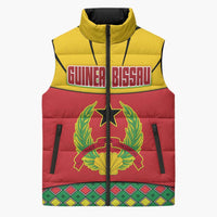 Guinea Bissau Sleeveless Puffer Jacket with Red Yellow Green Geometric Design - Wonder Print Shop
