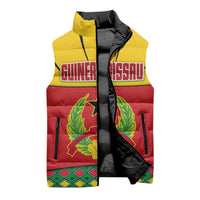 Guinea Bissau Sleeveless Puffer Jacket with Red Yellow Green Geometric Design - Wonder Print Shop