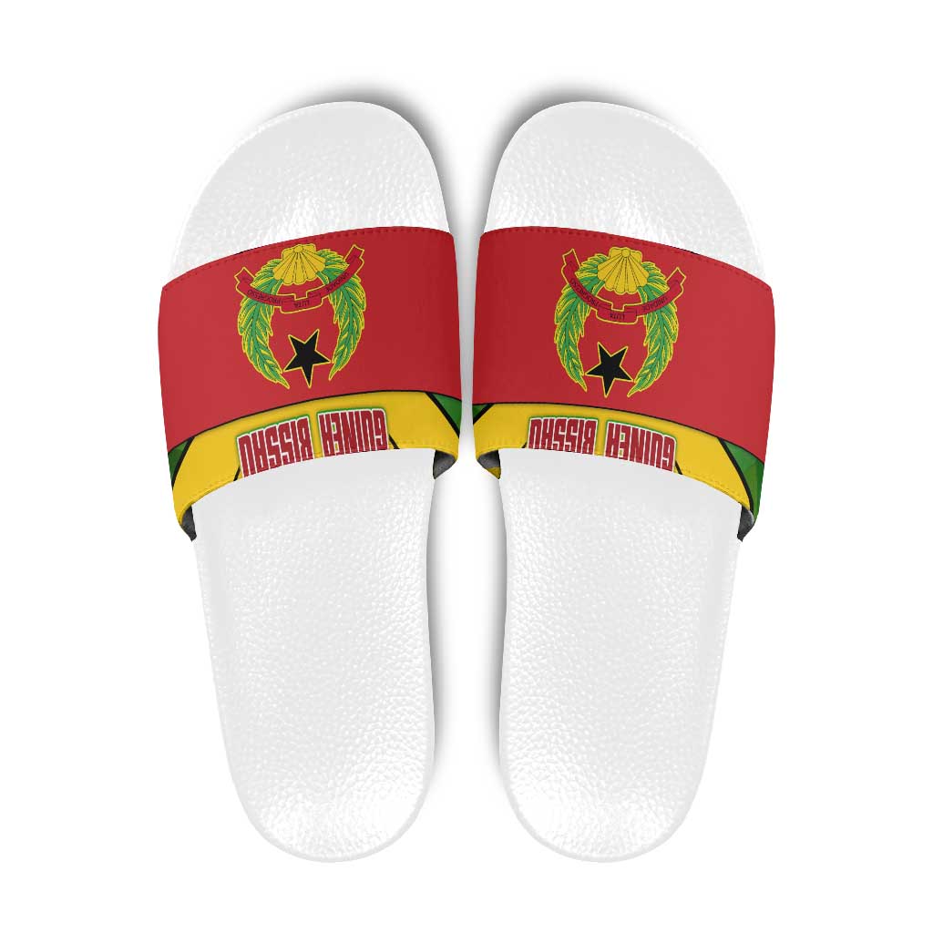Guinea Bissau Slide Sandals with Red Yellow Green Geometric Design - Wonder Print Shop