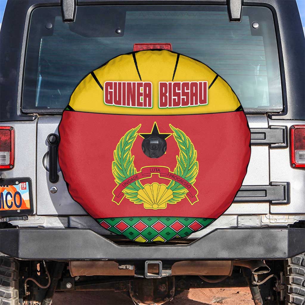 Guinea Bissau Spare Tire Cover with Red Yellow Green Geometric Design - Wonder Print Shop