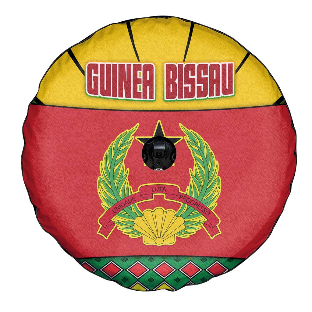 Guinea Bissau Spare Tire Cover with Red Yellow Green Geometric Design - Wonder Print Shop