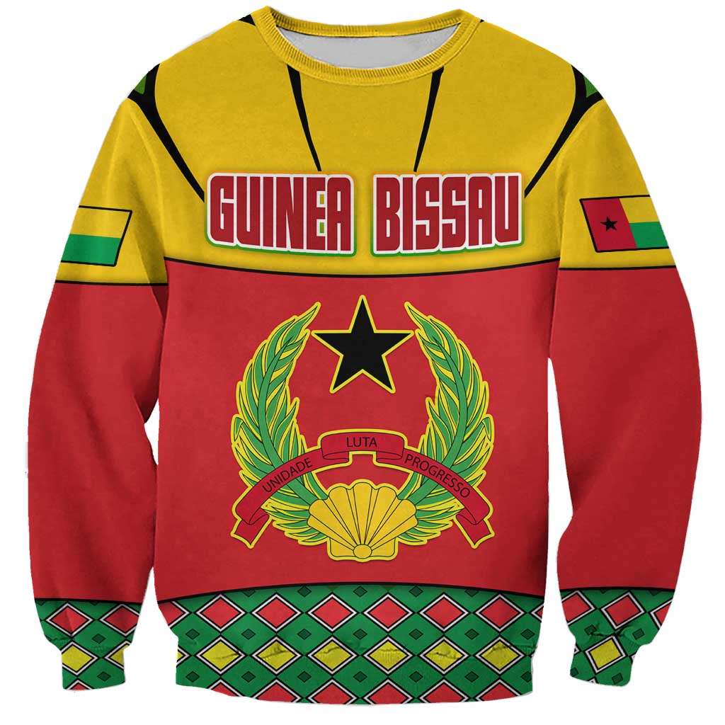 Guinea Bissau Sweatshirt with Red Yellow Green Geometric Design - Wonder Print Shop