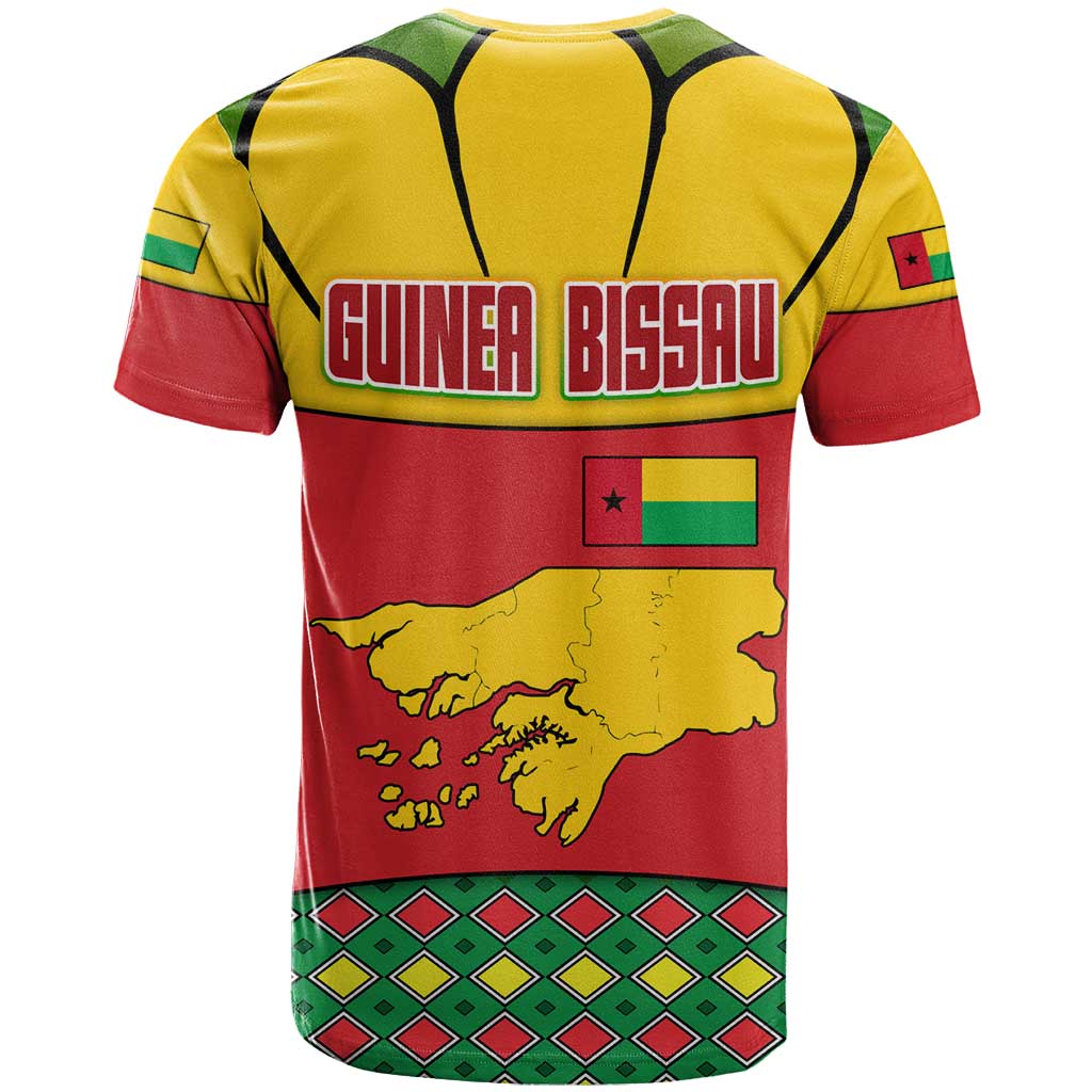 Guinea Bissau T Shirt with Red Yellow Green Geometric Design - Wonder Print Shop