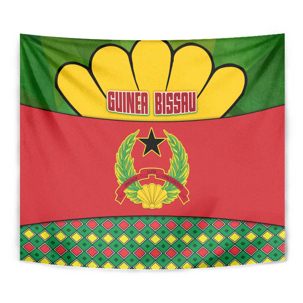 Guinea Bissau Tapestry with Red Yellow Green Geometric Design - Wonder Print Shop
