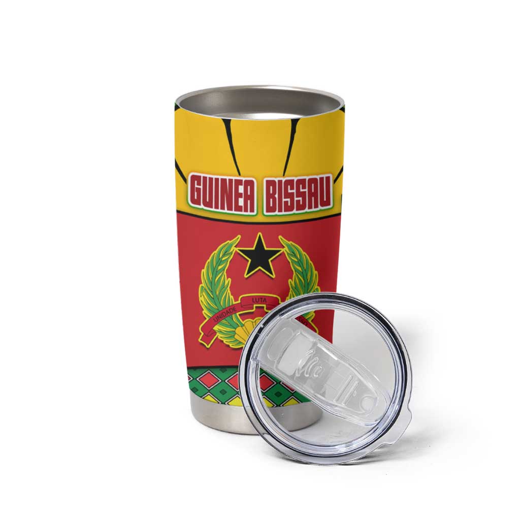 Guinea Bissau Tumbler Cup with Red Yellow Green Geometric Design - Wonder Print Shop