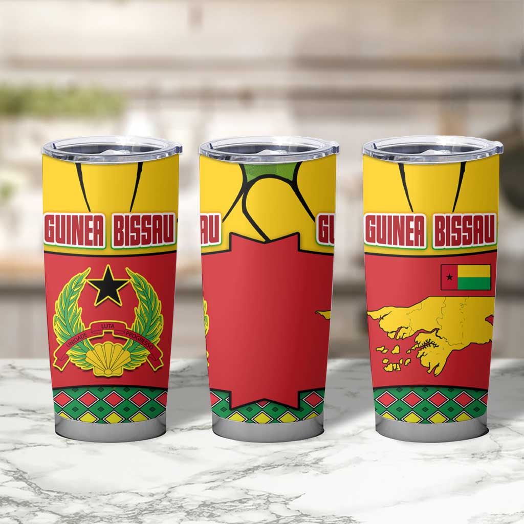 Guinea Bissau Tumbler Cup with Red Yellow Green Geometric Design - Wonder Print Shop