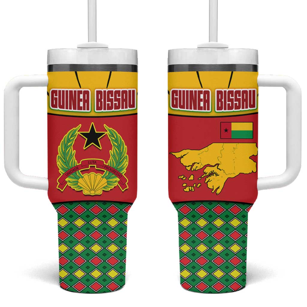 Guinea Bissau Tumbler With Handle with Red Yellow Green Geometric Design - Wonder Print Shop