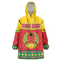 Guinea Bissau Wearable Blanket Hoodie with Red Yellow Green Geometric Design - Wonder Print Shop
