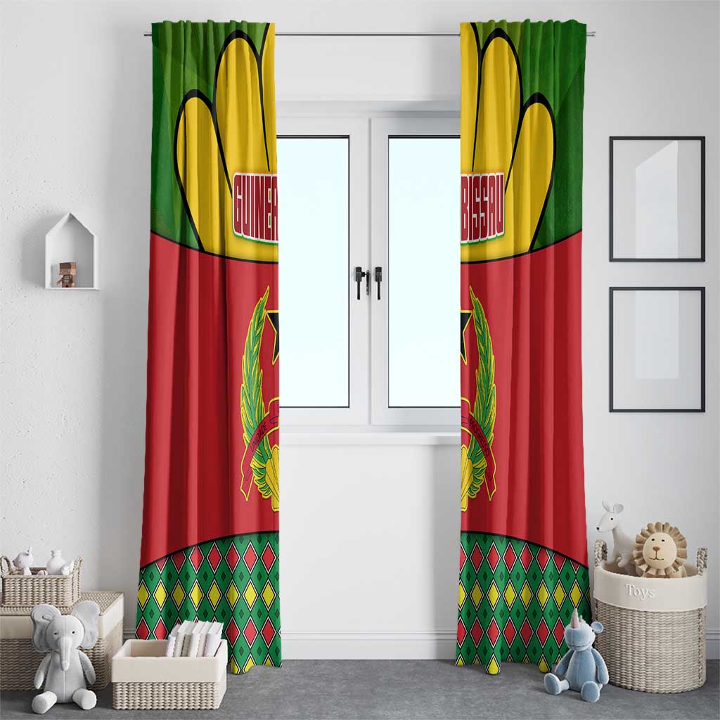 Guinea Bissau Window Curtain with Red Yellow Green Geometric Design - Wonder Print Shop