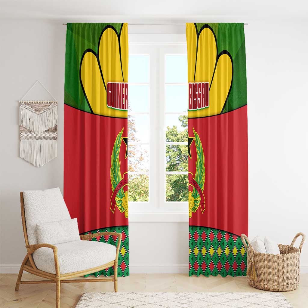 Guinea Bissau Window Curtain with Red Yellow Green Geometric Design - Wonder Print Shop