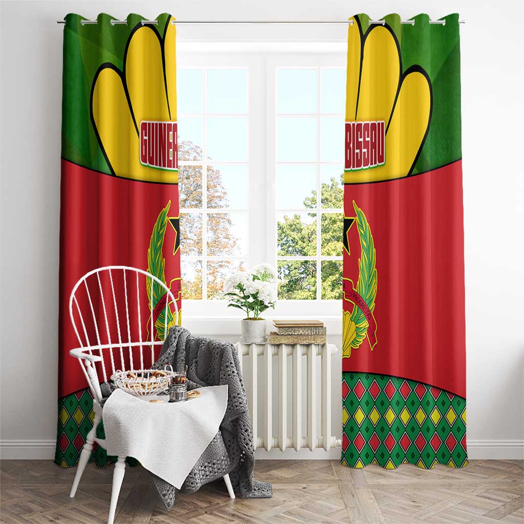 Guinea Bissau Window Curtain with Red Yellow Green Geometric Design - Wonder Print Shop