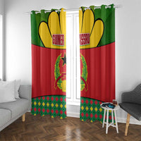 Guinea Bissau Window Curtain with Red Yellow Green Geometric Design - Wonder Print Shop