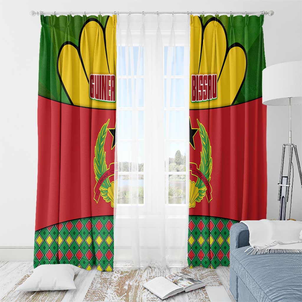Guinea Bissau Window Curtain with Red Yellow Green Geometric Design - Wonder Print Shop