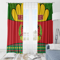 Guinea Bissau Window Curtain with Red Yellow Green Geometric Design - Wonder Print Shop