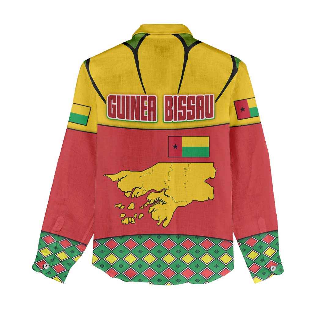 Guinea Bissau Women Casual Shirt with Red Yellow Green Geometric Design - Wonder Print Shop