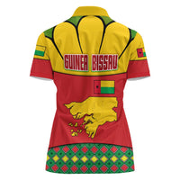 Guinea Bissau Women Polo Shirt with Red Yellow Green Geometric Design - Wonder Print Shop