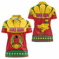 Guinea Bissau Women Polo Shirt with Red Yellow Green Geometric Design - Wonder Print Shop