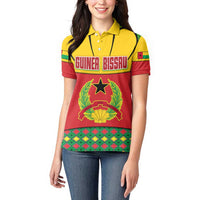 Guinea Bissau Women Polo Shirt with Red Yellow Green Geometric Design - Wonder Print Shop